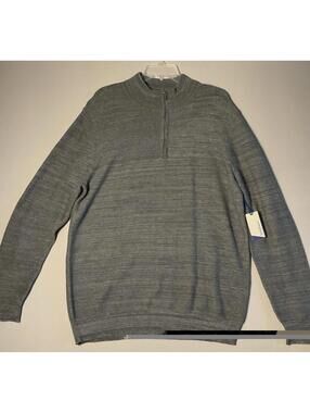 Artefact Men's L Textured Garter Stitch 1/4 Zip Long Sleeve Grey Sweater NWT